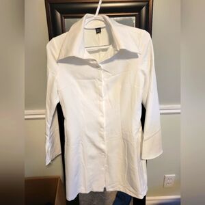 White Split Sleeve Breasted Shirt Dress